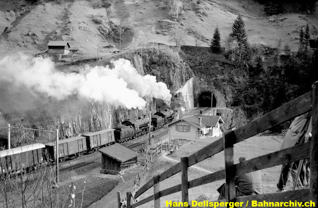 SBB steam freight train at the Gotthard