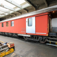 © Roman Müller
Der historische Hilfswagen der BLS. Hilfswagen der BLS