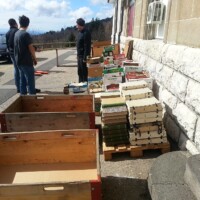 © Roman Müller
Nach dem Heruntertragen warten die Schriftstücke auf die Verladung in Palettrahmen. Archivübername 3