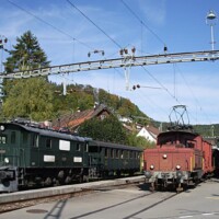 © Thomas Hollenstein
Stelldichein der Be 4/4 15 und des Stationstraktors Tem III 354 in Bäretswil Be 4/4 15 - Tem III 354