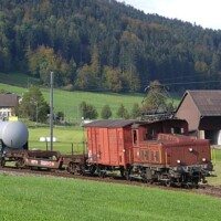 © Thomas Hollenstein
Überfuhrgüterzug mit dem Tem III 354 kurz vor Bäretswil Tem III 354