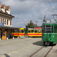 © Peter Hürzeler
In der Endstation Rodersdorf muss unser Be 4/6 650 einer Regelkomposition Platz machen. Sonderfahrt der SGEG