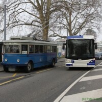 © Peter Hürzeler
Die älteste und die neuste Generation Trollebusse der TL Alt und Neu