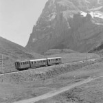 La composition Rowan devant l'impressionnante toile de fond de la face nord de l'Eiger 11.09.1982 Photo : Edi Meier
